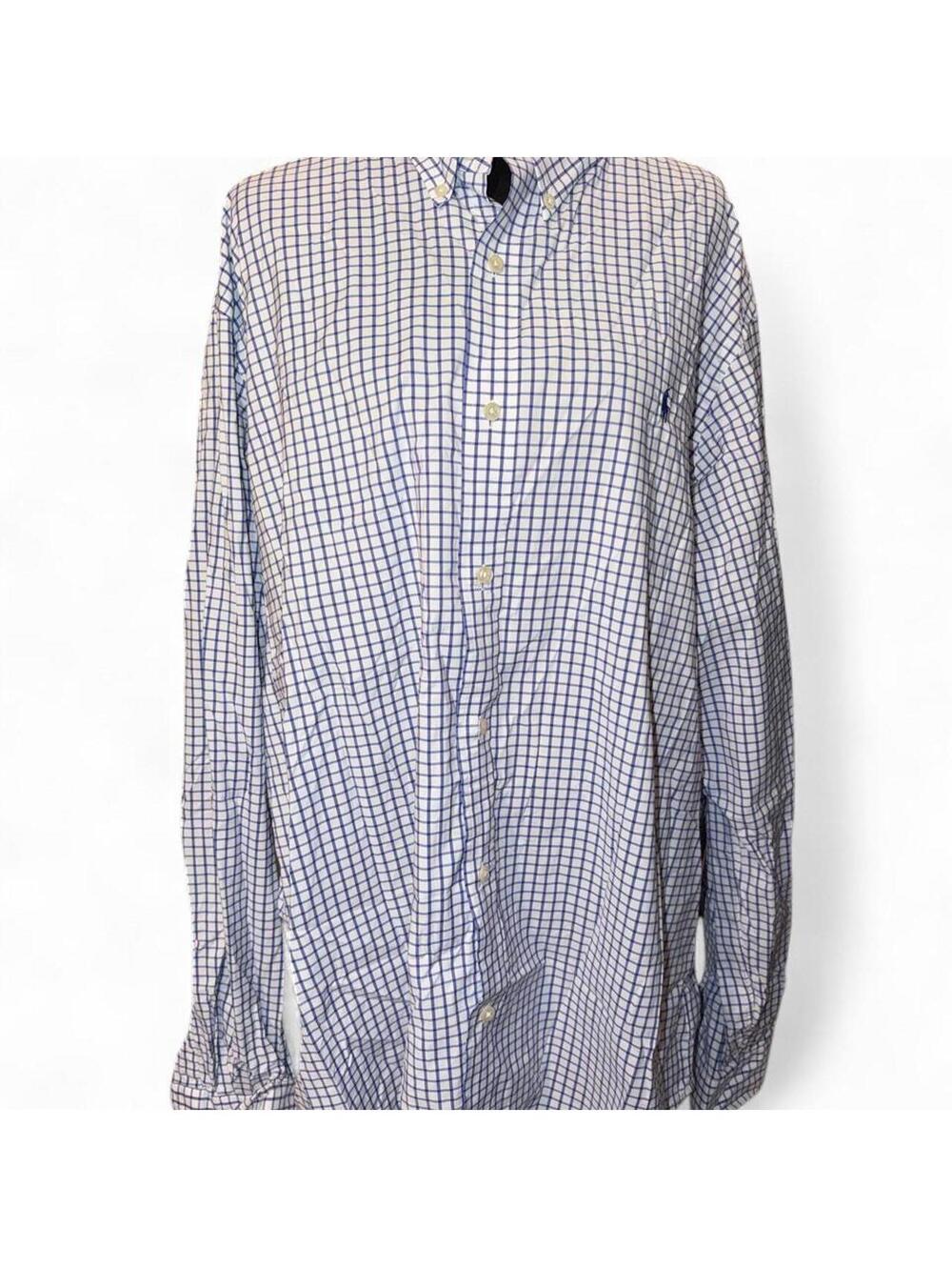 Polo Ralph Lauren Classic Fit Performance Shirt Blue White Tattersall Check XXL